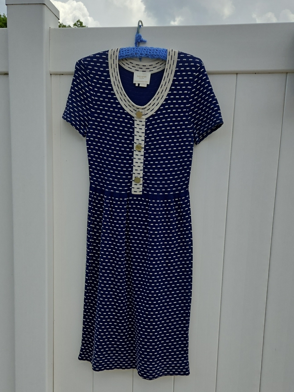 kate spade Navy and White Short-Sleeve Knit Dress
